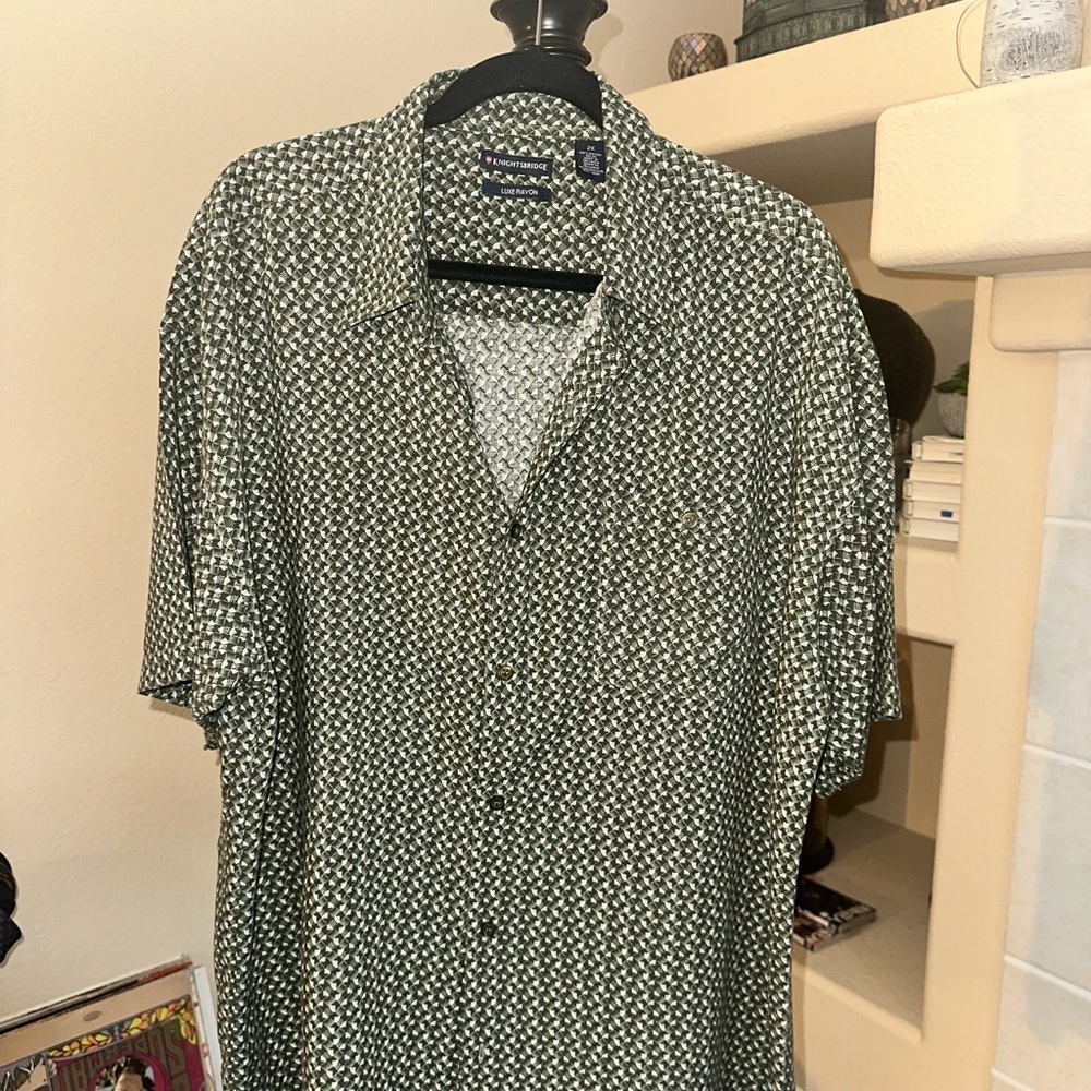 Knightsbridge Men's Green Patterned Relaxed button-down Shirt